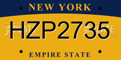 HZP2735 New York License Plate