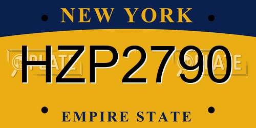 HZP2790 New York License Plate