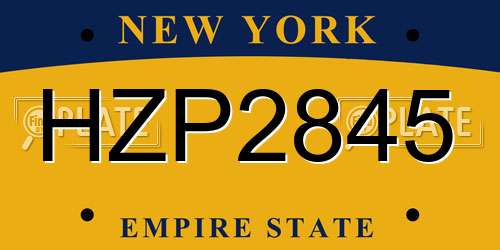 HZP2845 New York License Plate
