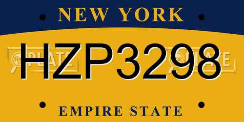 HZP3298 New York License Plate