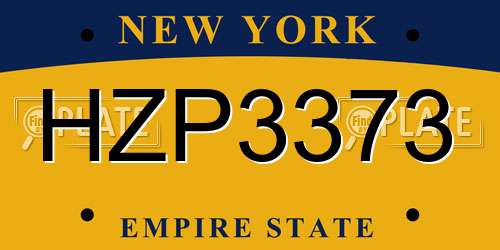 HZP3373 New York License Plate