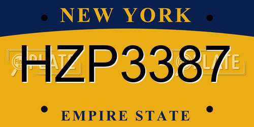 HZP3387 New York License Plate