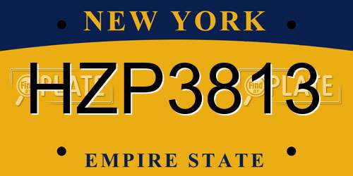 HZP3813 New York License Plate