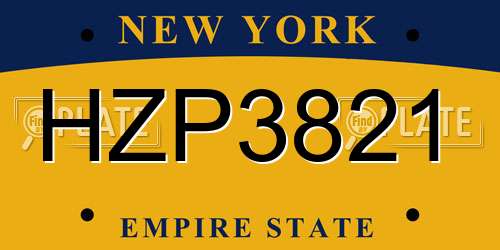 HZP3821 New York License Plate