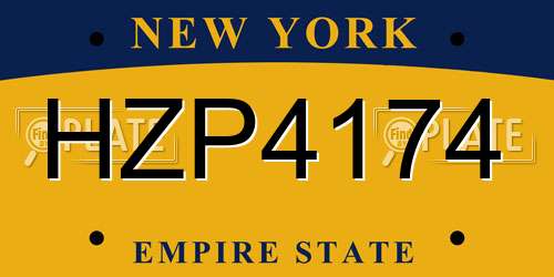 HZP4174 New York License Plate