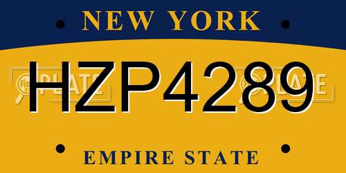 HZP4289 New York License Plate