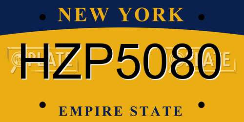 HZP5080 New York License Plate