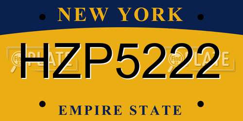 HZP5222 New York License Plate