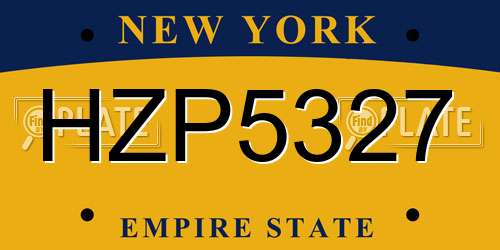 HZP5327 New York License Plate