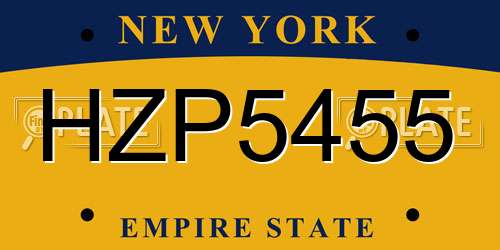 HZP5455 New York License Plate