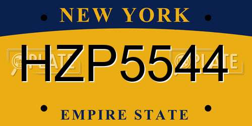 HZP5544 New York License Plate