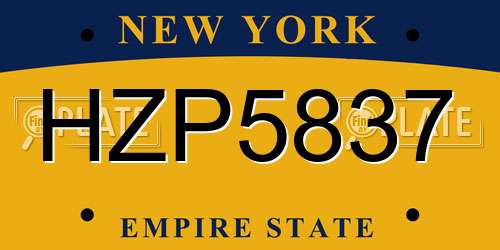 HZP5837 New York License Plate
