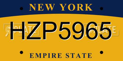 HZP5965 New York License Plate