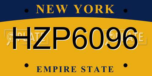HZP6096 New York License Plate