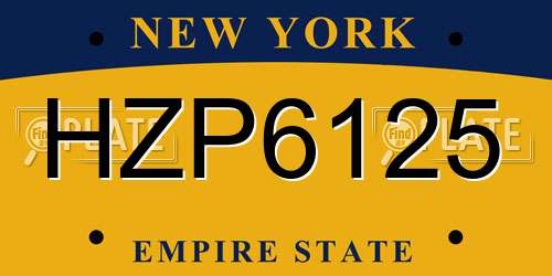HZP6125 New York License Plate