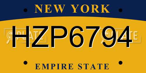 HZP6794 New York License Plate