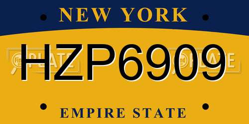 HZP6909 New York License Plate