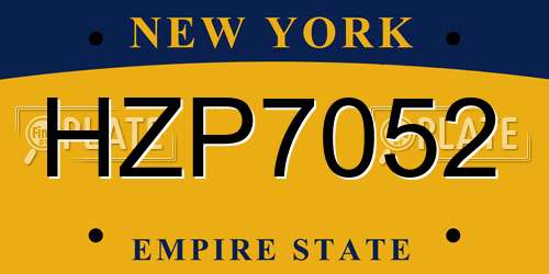 HZP7052 New York License Plate