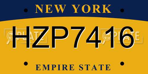 HZP7416 New York License Plate