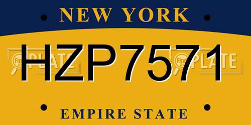 HZP7571 New York License Plate