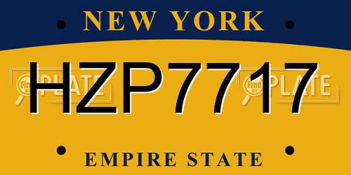 HZP7717 New York License Plate