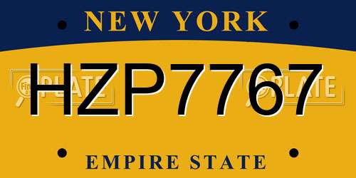 HZP7767 New York License Plate