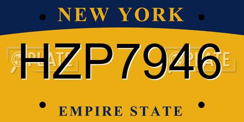 HZP7946 New York License Plate