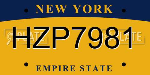 HZP7981 New York License Plate