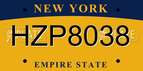 HZP8038 New York License Plate