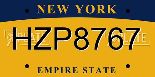 HZP8767 New York License Plate