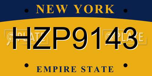 HZP9143 New York License Plate