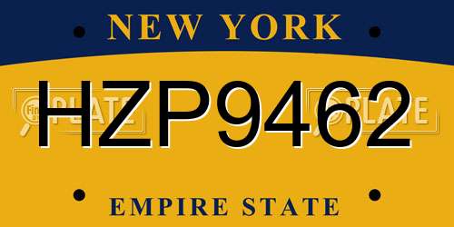 HZP9462 New York License Plate