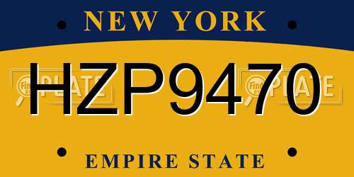 HZP9470 New York License Plate