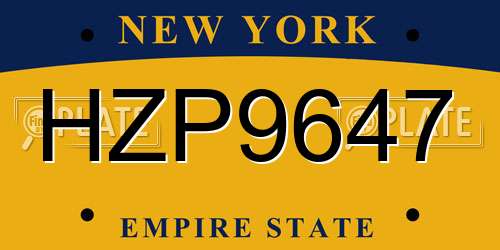 HZP9647 New York License Plate