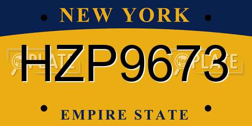 HZP9673 New York License Plate