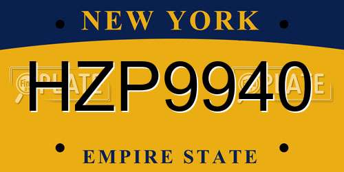 HZP9940 New York License Plate