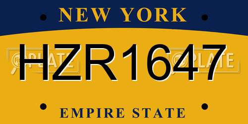 HZR1647 New York License Plate
