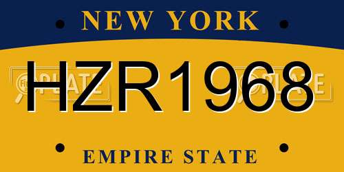 HZR1968 New York License Plate