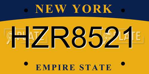 HZR8521 New York License Plate