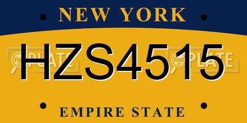 HZS4515 New York License Plate