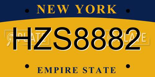 HZS8882 New York License Plate