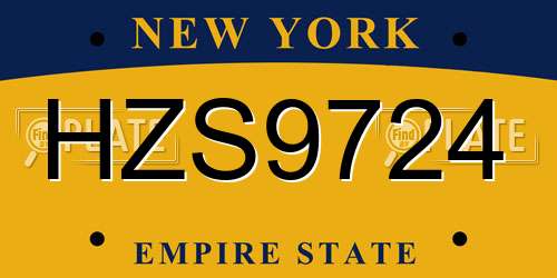 HZS9724 New York License Plate