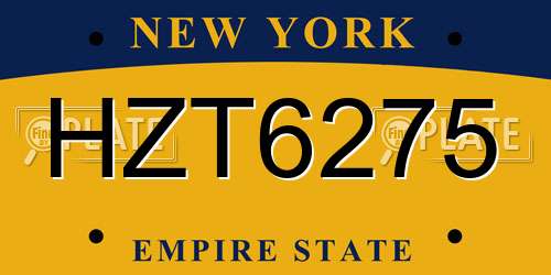 HZT6275 New York License Plate