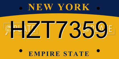 HZT7359 New York License Plate