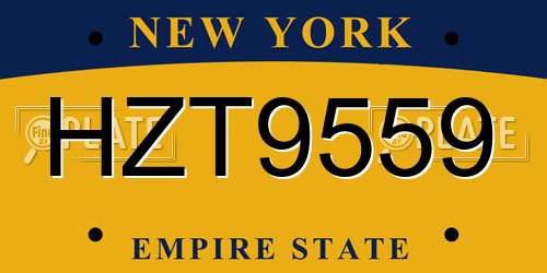 HZT9559 New York License Plate