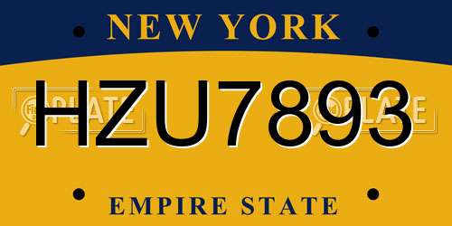 HZU7893 New York License Plate