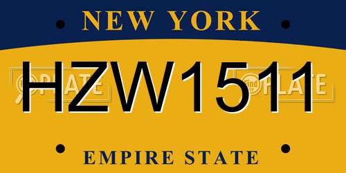 HZW1511 New York License Plate