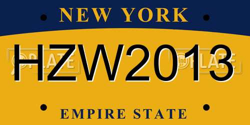 HZW2013 New York License Plate