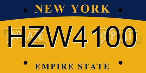 HZW4100 New York License Plate