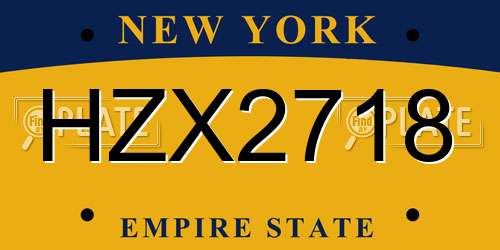 HZX2718 New York License Plate
